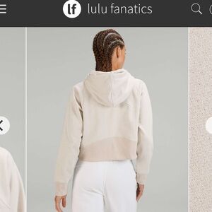 NWT Lululemon Loungeful Cropped Hoodie Spark Sz 14 Bone Beige